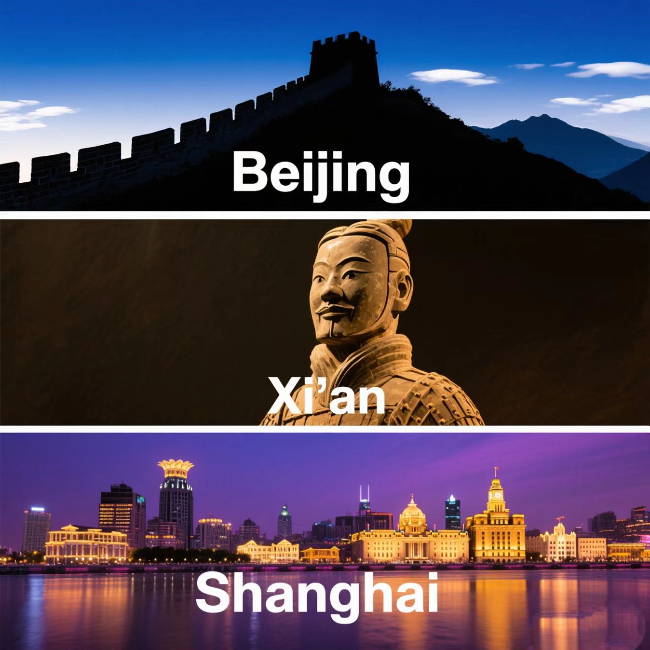 8 Days Classic China Tour. Beijing, Xi'an, and Shanghai.