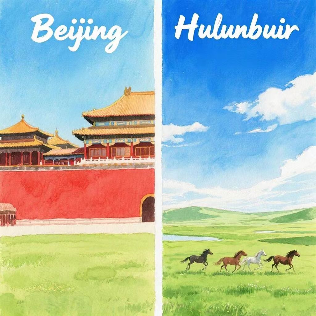 This is a 7-day travel itinerary to Hulunbuir, Beijing, allowing you to experience the unique charm of these two regions.