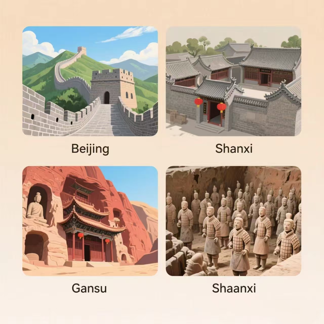 This is a 7 to 10-day travel itinerary to Beijing, Shaanxi, Gansu, and Shanxi, allowing you to experience the unique charm of these four regions.